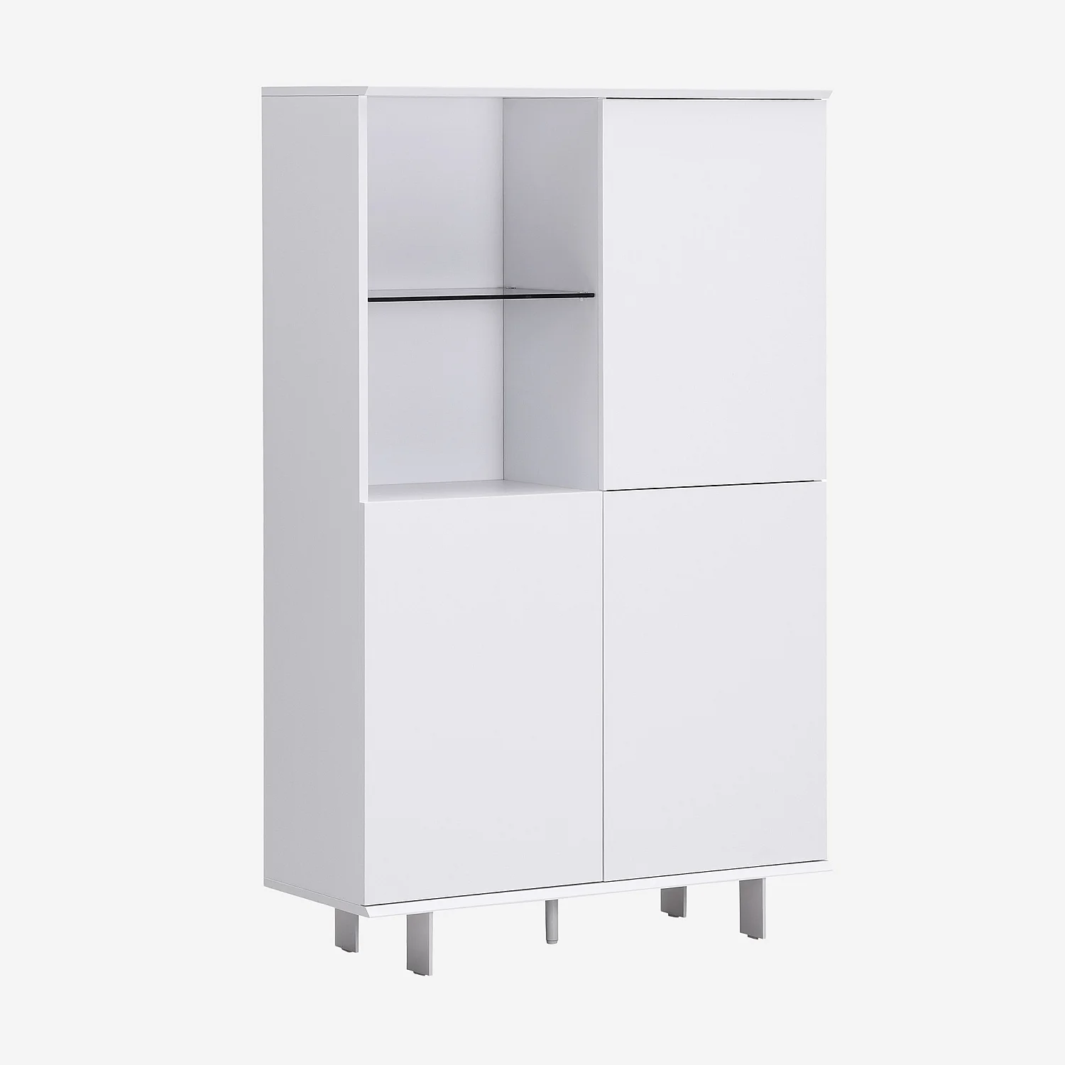 Buffet haut 3 portes et pieds en métal - Blanc polaire - 8