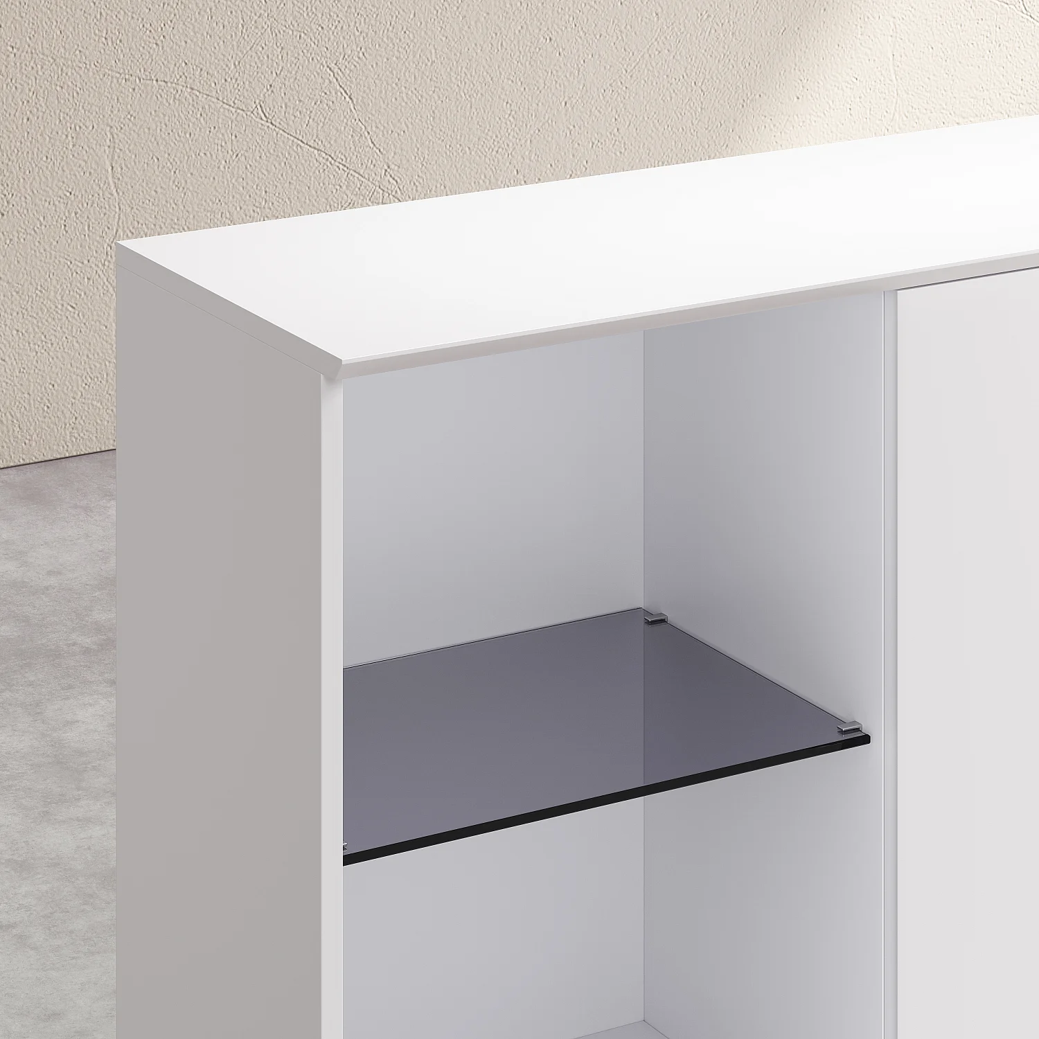 Hochschrank mit 3 Türen und Metallbeinen - PolarkunstWeiß - 7