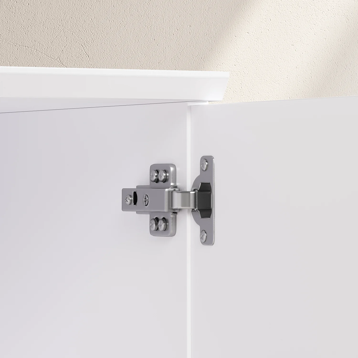 Hochschrank mit 3 Türen und Metallbeinen - PolarkunstWeiß - 9