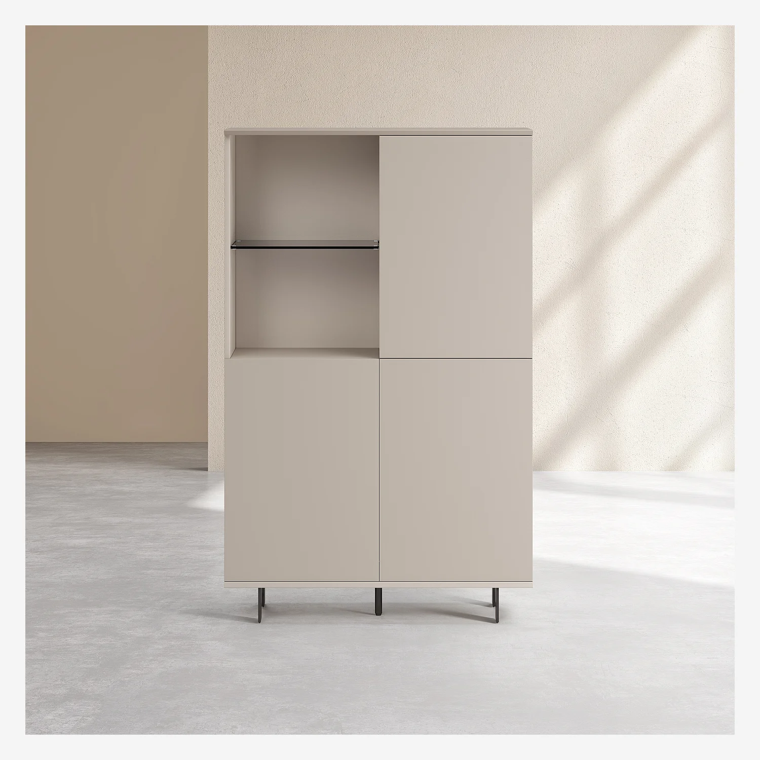 Buffet met 3 deuren en metalen poten - Crème - 2