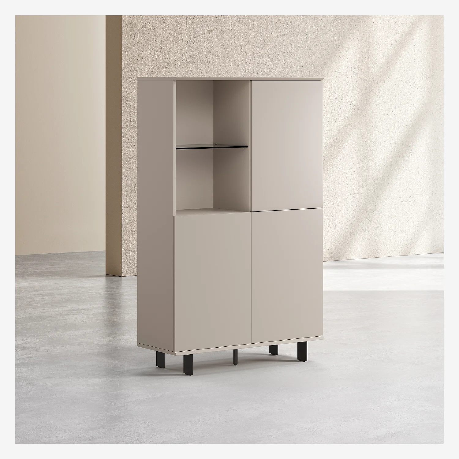 Buffet met 3 deuren en metalen poten - Crème - 7