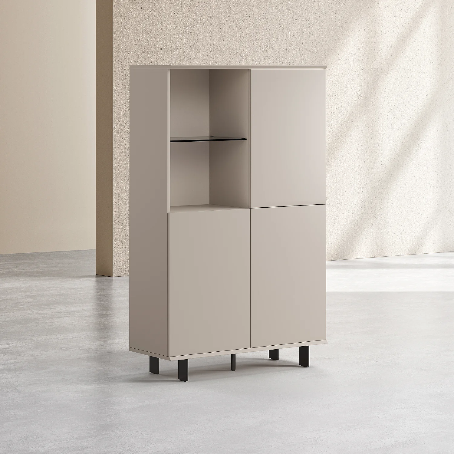 Buffet met 3 deuren en metalen poten - Crème - 5