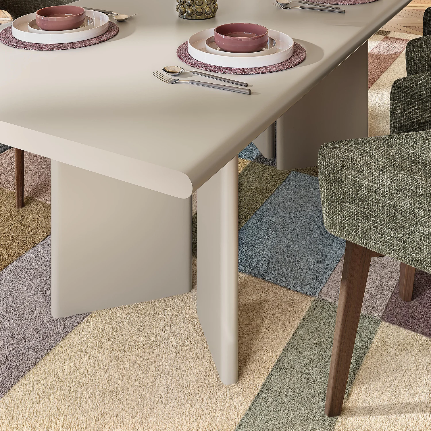 Rechteckiger Tisch in mattem Finish - Creme - 6