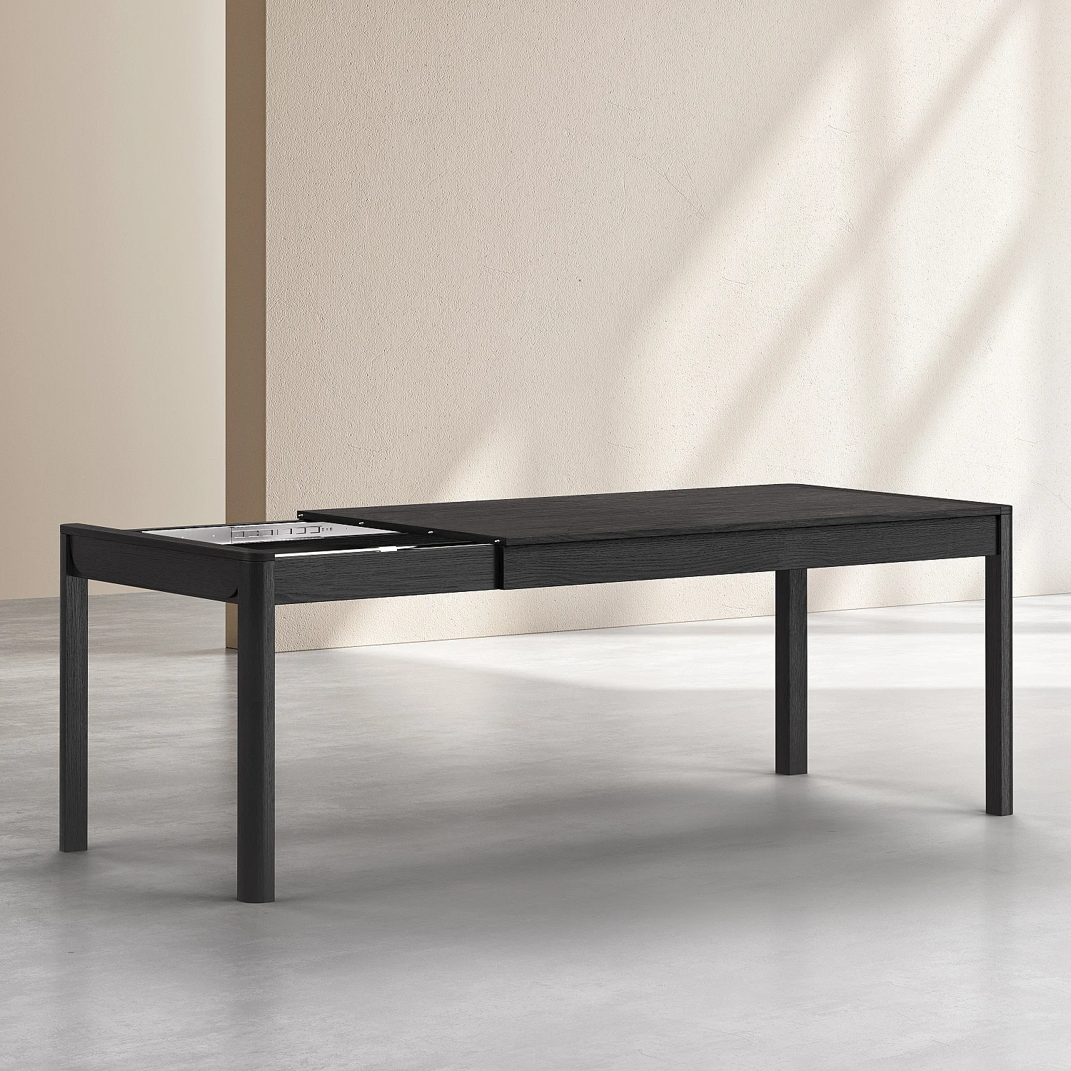 Ausziehbarer rechteckiger Tisch aus Esche - Schwarz - Design by Hélèna Pille - 9