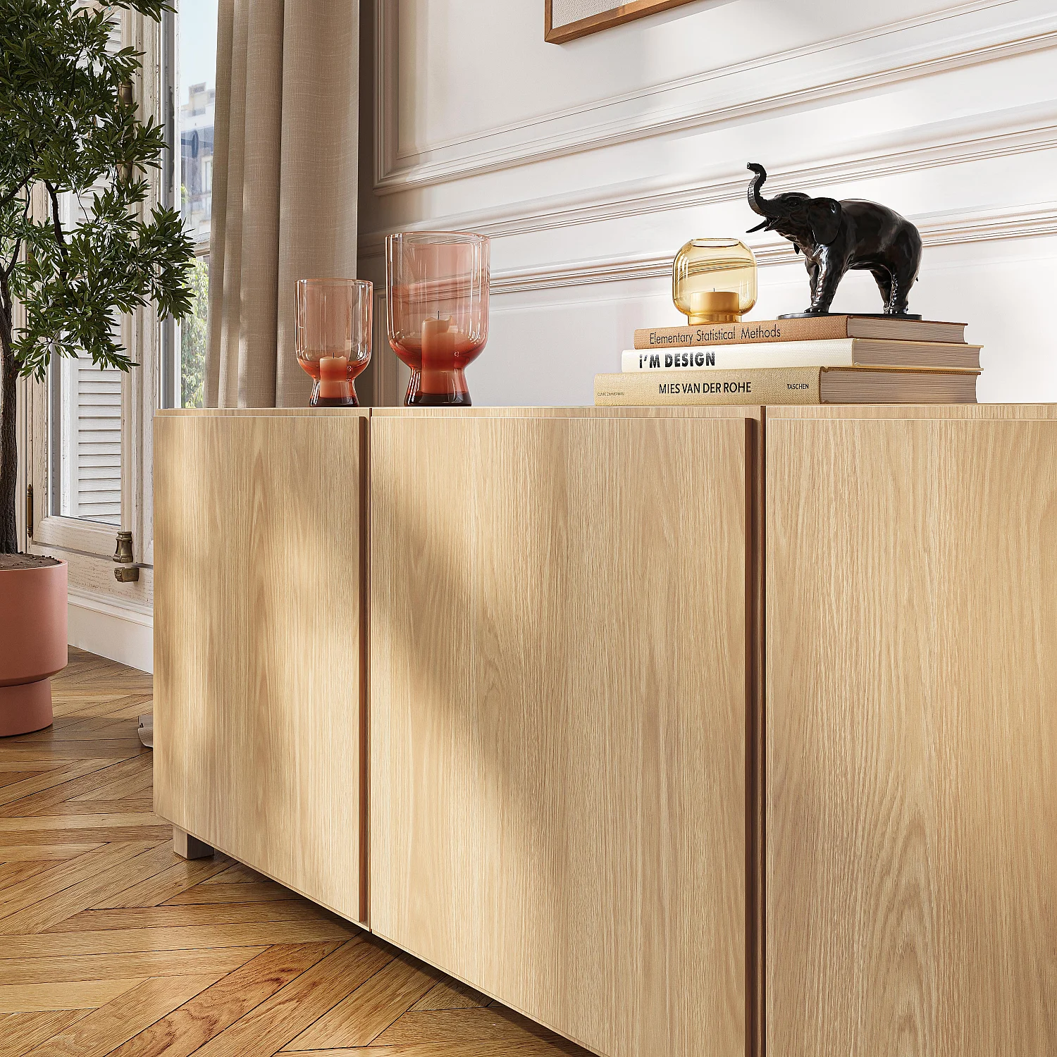 Buffet bas 3 portes en chêne - Naturel - Design by Hélèna Pille - 7