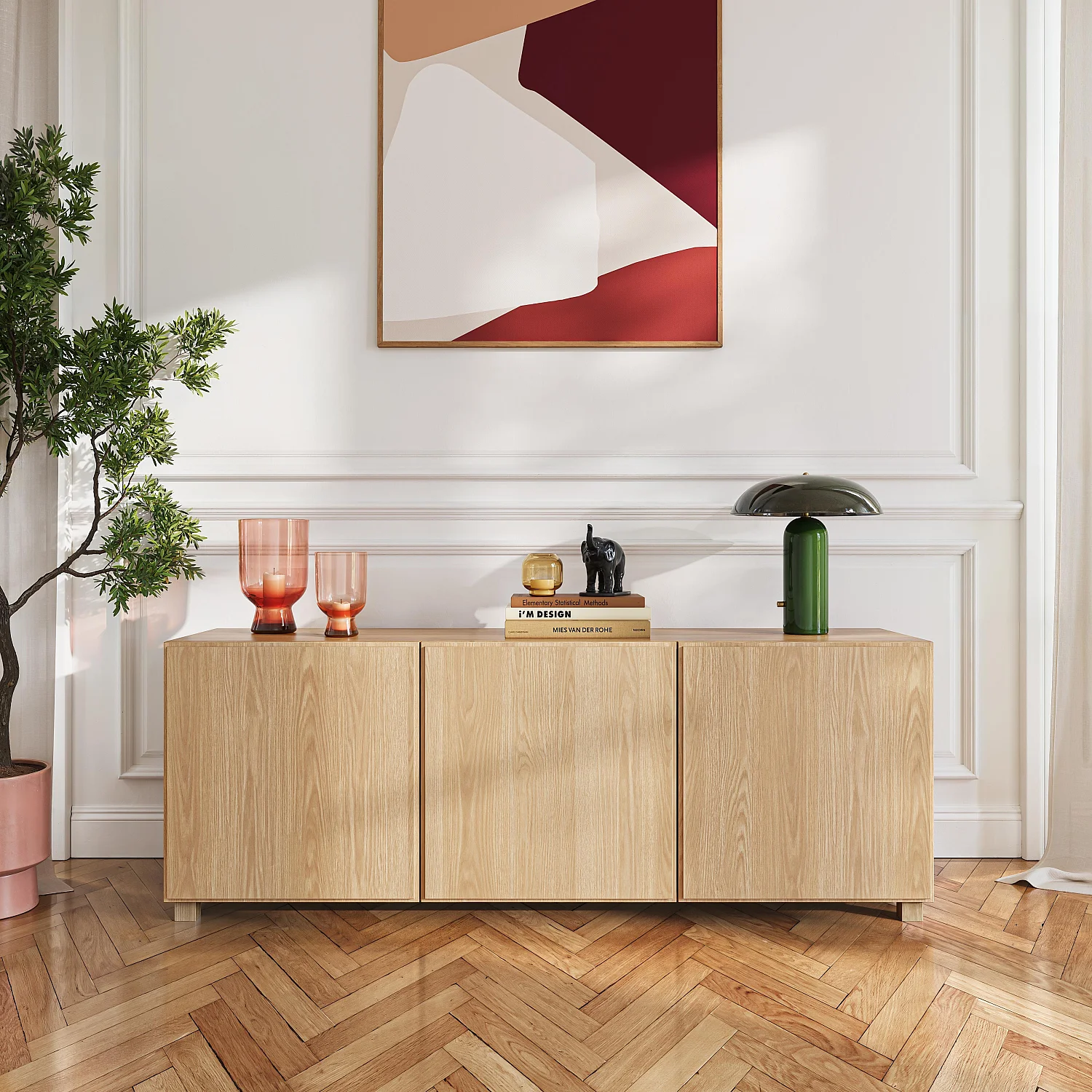 Sideboard mit 3 Türen aus Eiche - Natur - Design von Helena Pille - 1
