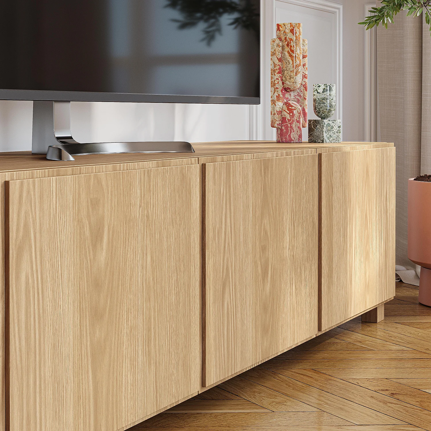 Meuble TV 4 portes en chêne - Naturel - Design by Hélèna Pille - 7