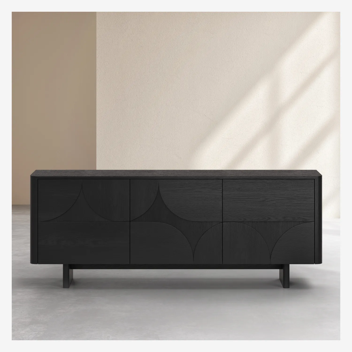 Buffet bas 3 portes en frêne - Noir - Design by Hélèna Pille - 1