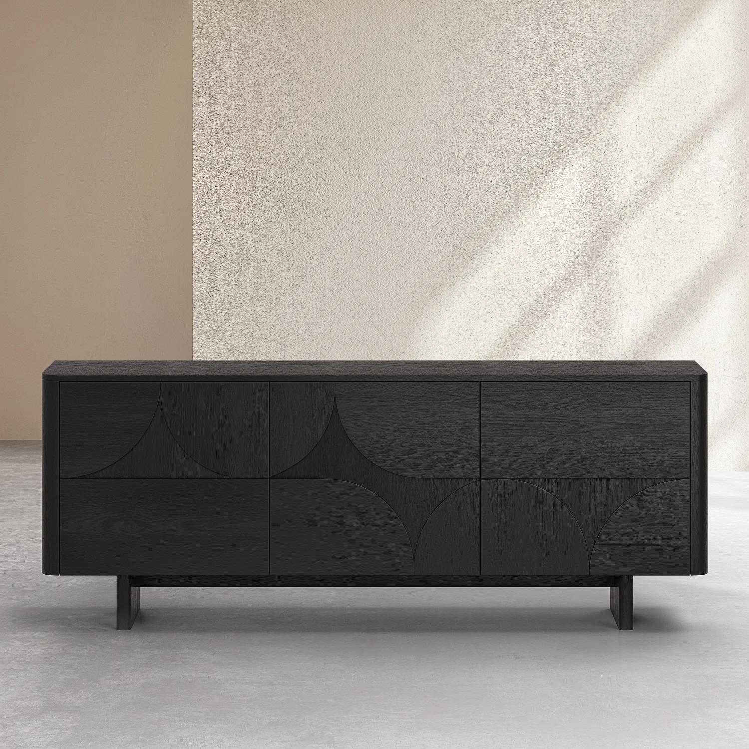 Buffet bas 3 portes en frêne - Noir - Design by Hélèna Pille - 2