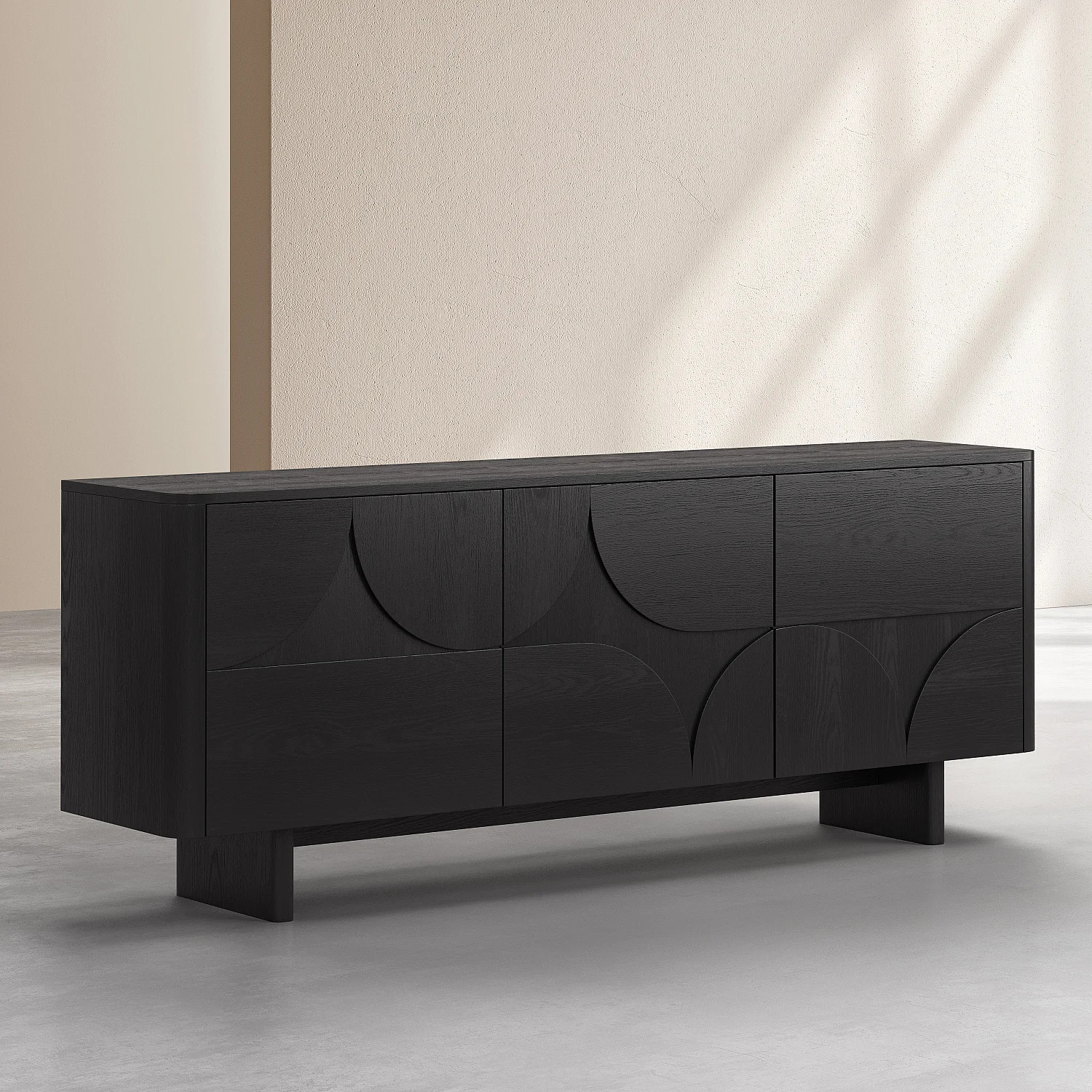 Niedriges Sideboard mit 3 Türen aus Esche - Schwarz - Design by Hélèna Pille - 5