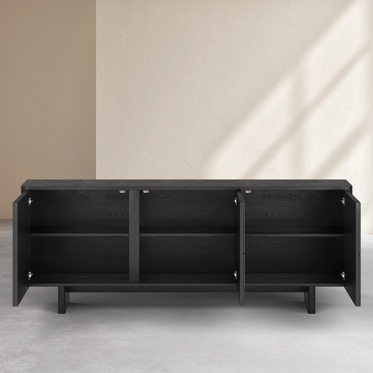 Niedriges Sideboard mit 3 Türen aus Esche - Schwarz - Design by Hélèna Pille - 10