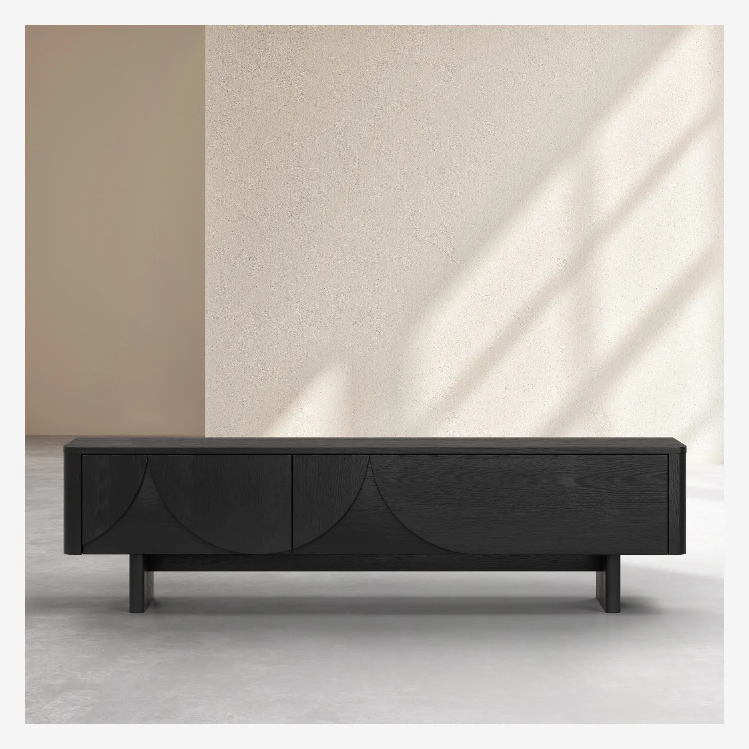Meuble TV 2 abattants en frêne - Noir - Design by Hélèna Pille - 1