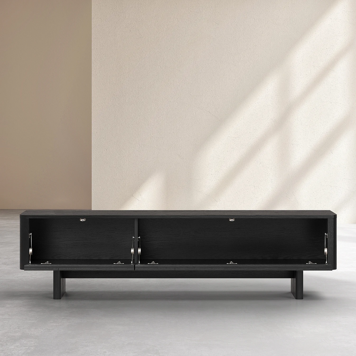 Mueble TV con 2 abattants en fresno - Negro - Design by Hélèna Pille - 9