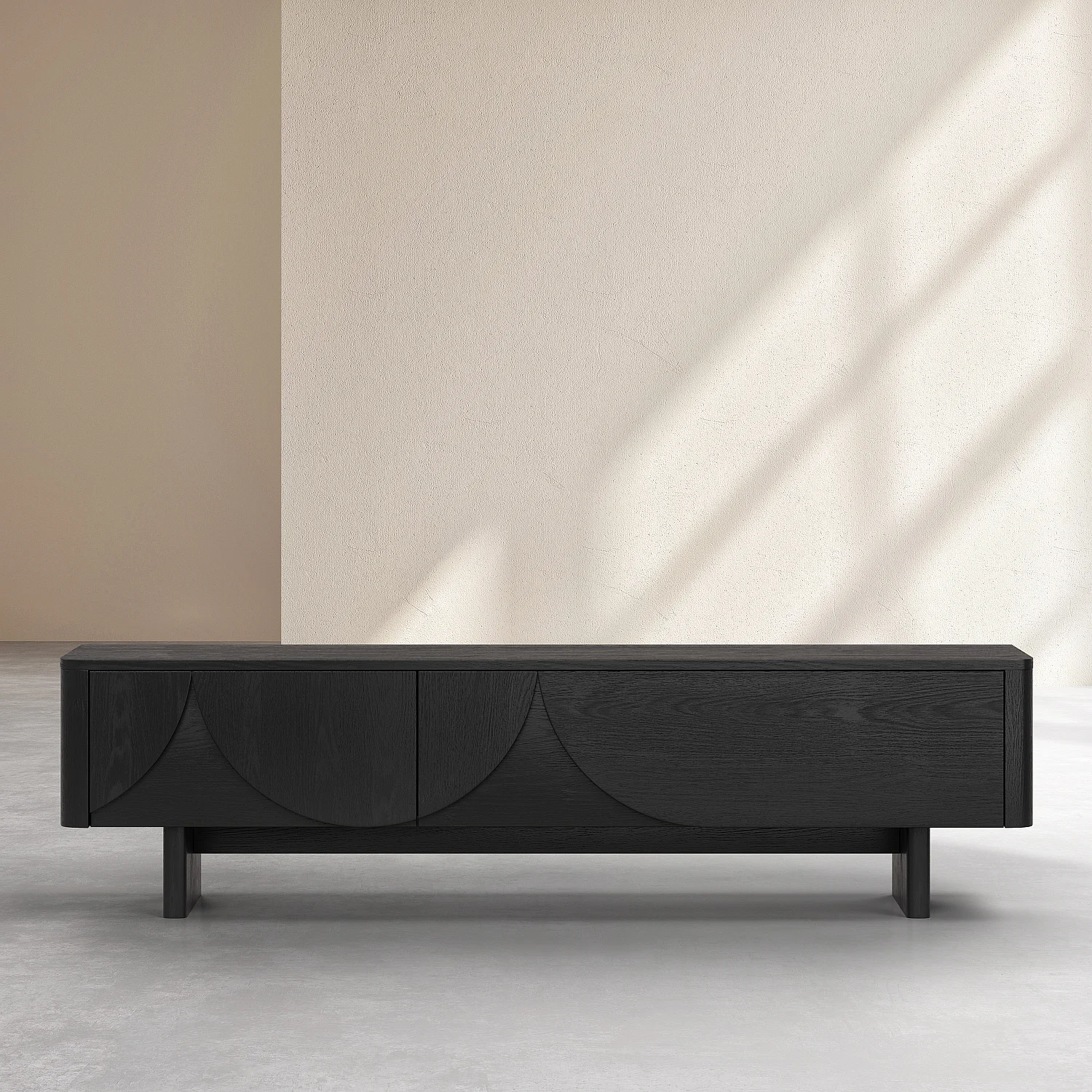 Mobile TV 2 ribalte in frassino - Nero - Design by Hélèna Pille - 2