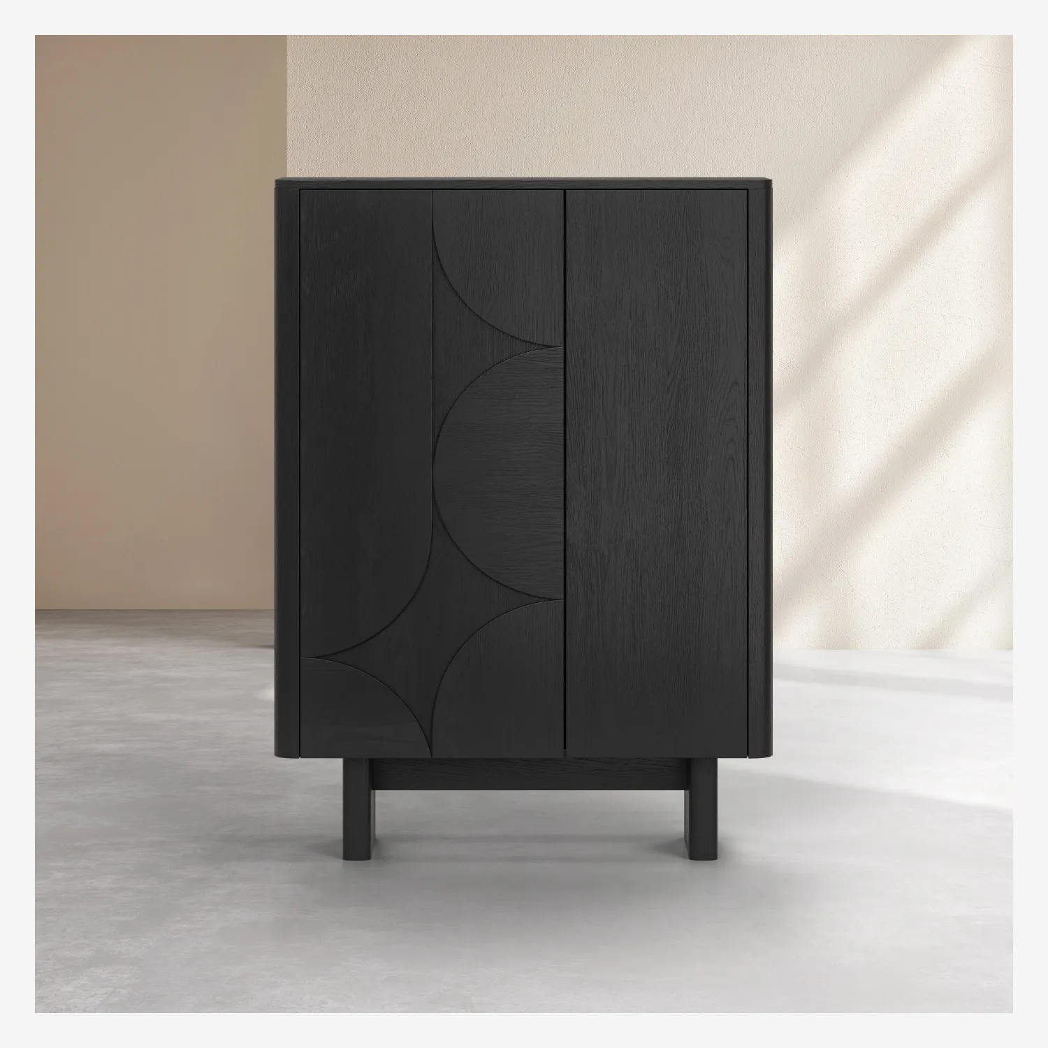 Buffet haut 2 portes en frêne - Noir - Design by Hélèna Pille - 1