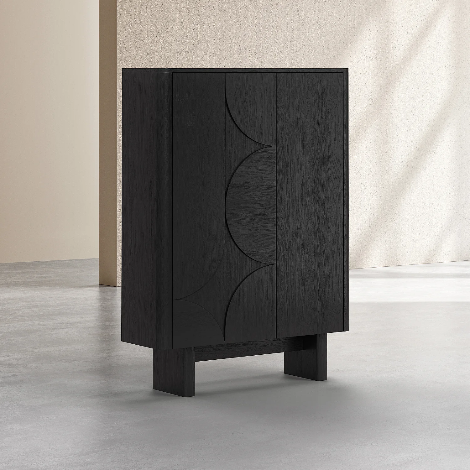 Buffet haut 2 portes en frêne - Noir - Design by Hélèna Pille - 5