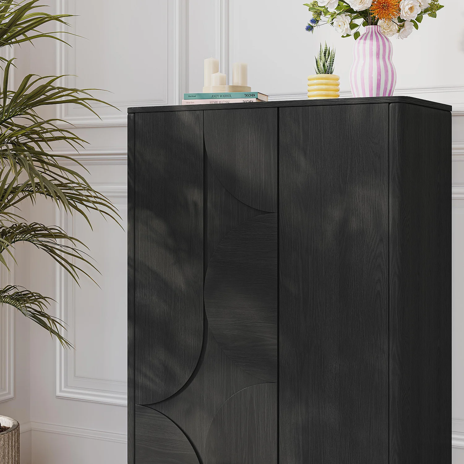 Buffet haut 2 portes en frêne - Noir - Design by Hélèna Pille - 6