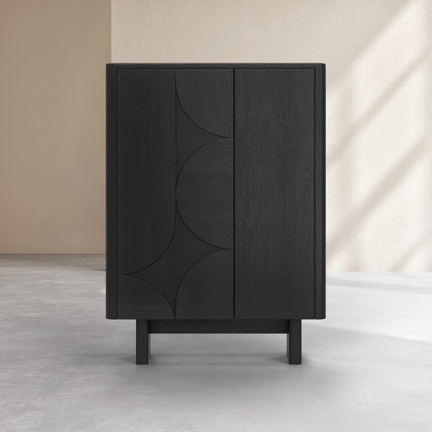 Hoher Schrank mit 2 Türen aus Esche - Schwarz - Design by Hélèna Pille - 2