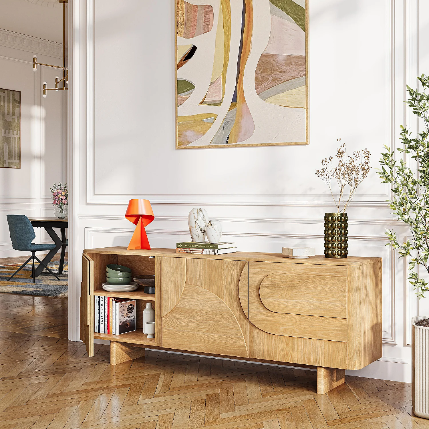 Buffet bas 3 portes en chêne - Naturel - Design by Hélèna Pille - 3