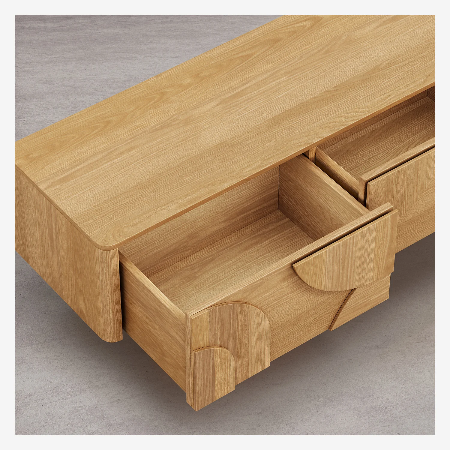 Meuble TV 3 tiroirs en chêne - Naturel - Design by Hélèna Pille - 7