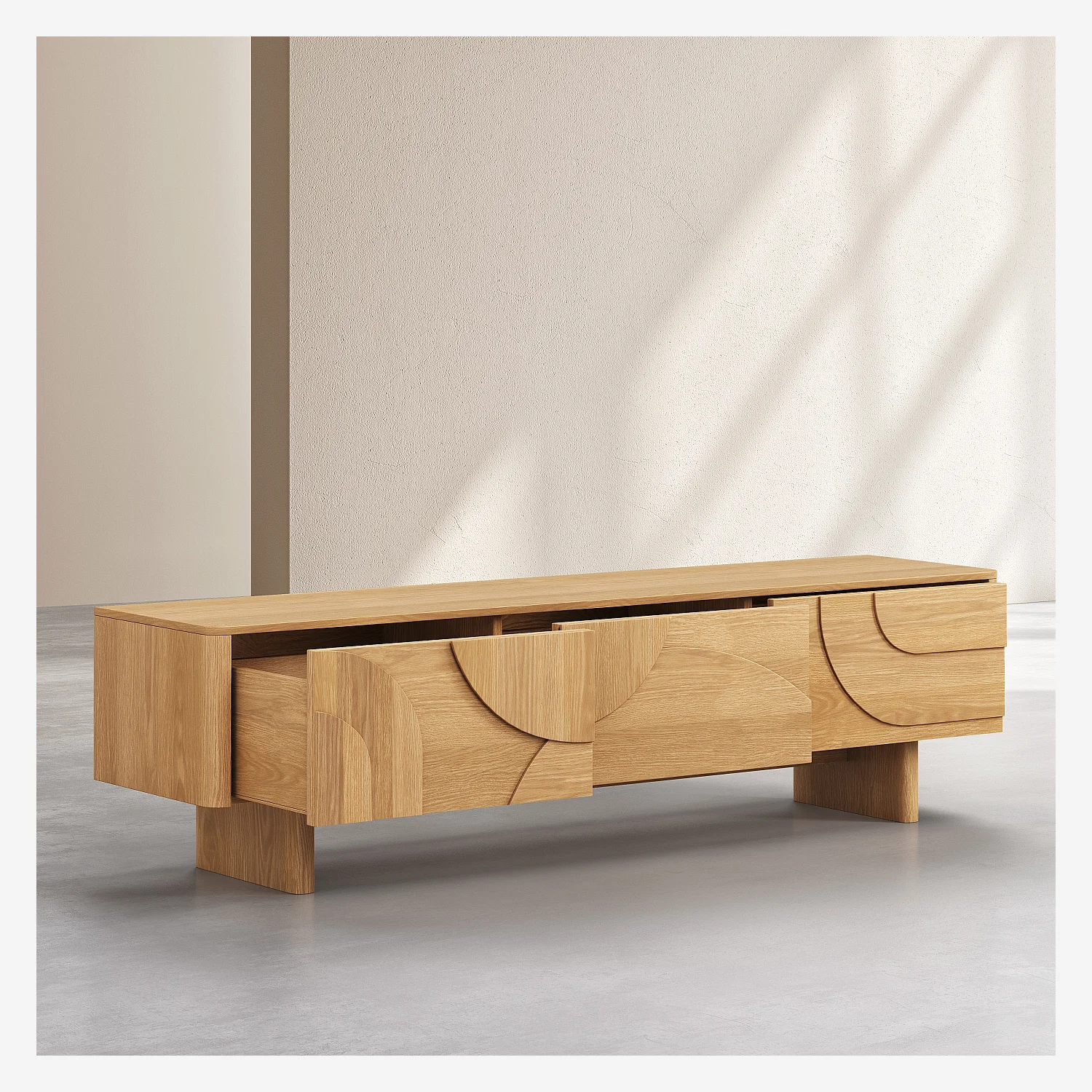 Meuble TV 3 tiroirs en chêne - Naturel - Design by Hélèna Pille - 9