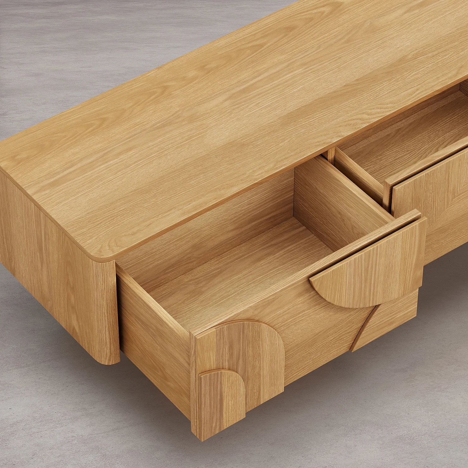 Meuble TV 3 tiroirs en chêne - Naturel - Design by Hélèna Pille - 7