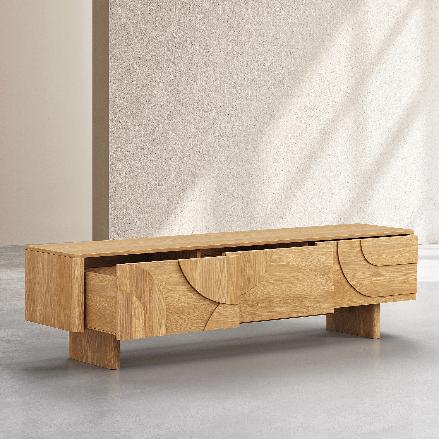 Meuble TV 3 tiroirs en chêne - Naturel - Design by Hélèna Pille - 9