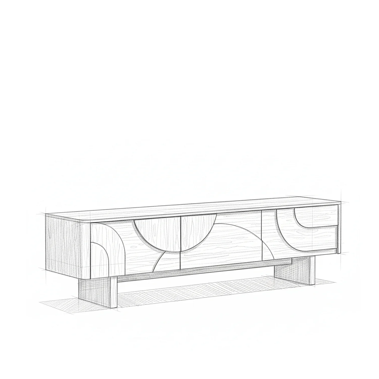 Meuble TV 3 tiroirs en chêne - Naturel - Design by Hélèna Pille - 1