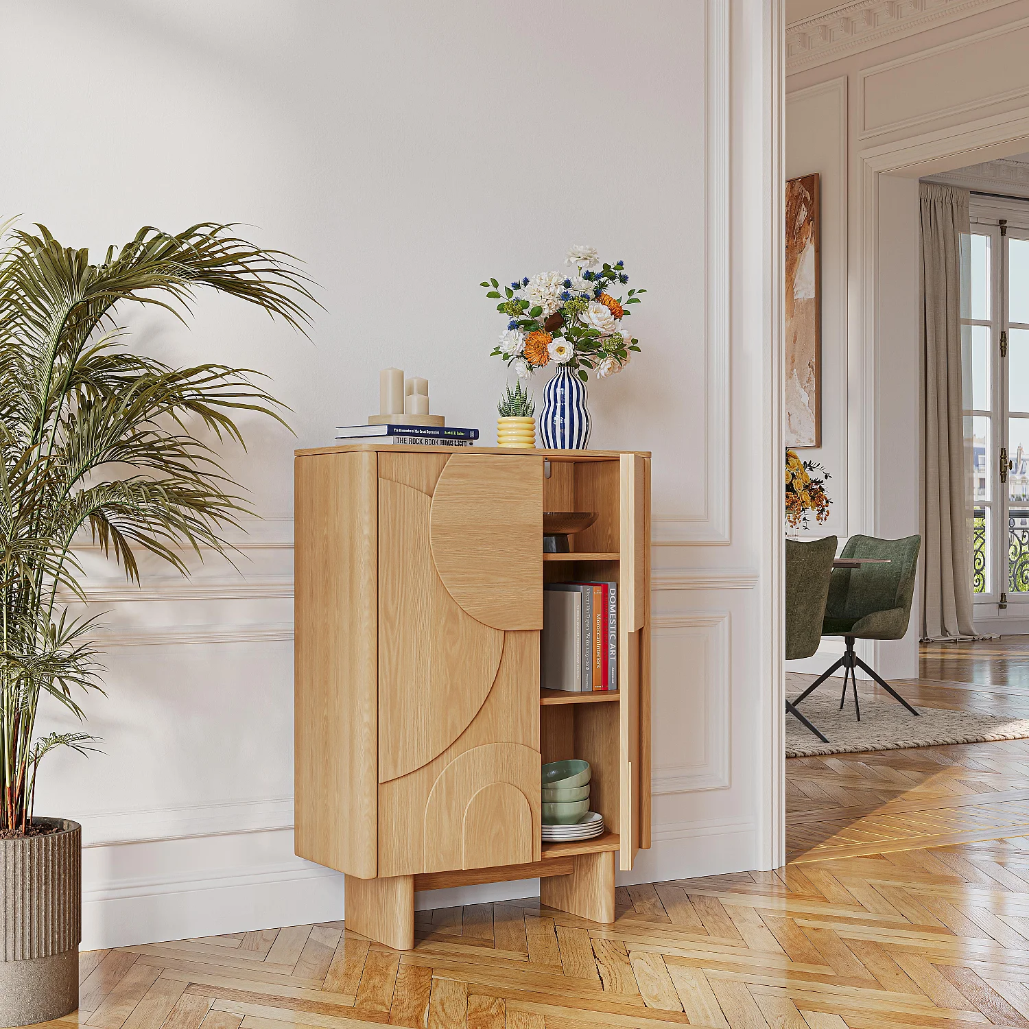 Buffet haut 2 portes en chêne - Naturel - Design by Hélèna Pille - 3