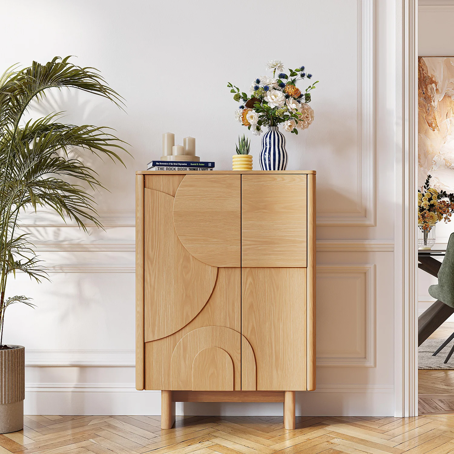 Buffet haut 2 portes en chêne - Naturel - Design by Hélèna Pille - 1