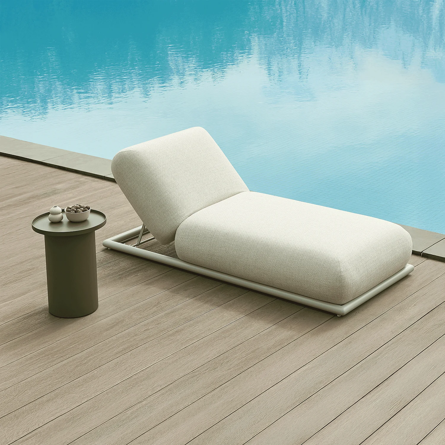 Tavolino da giardino in alluminio - Verde kaki - 6