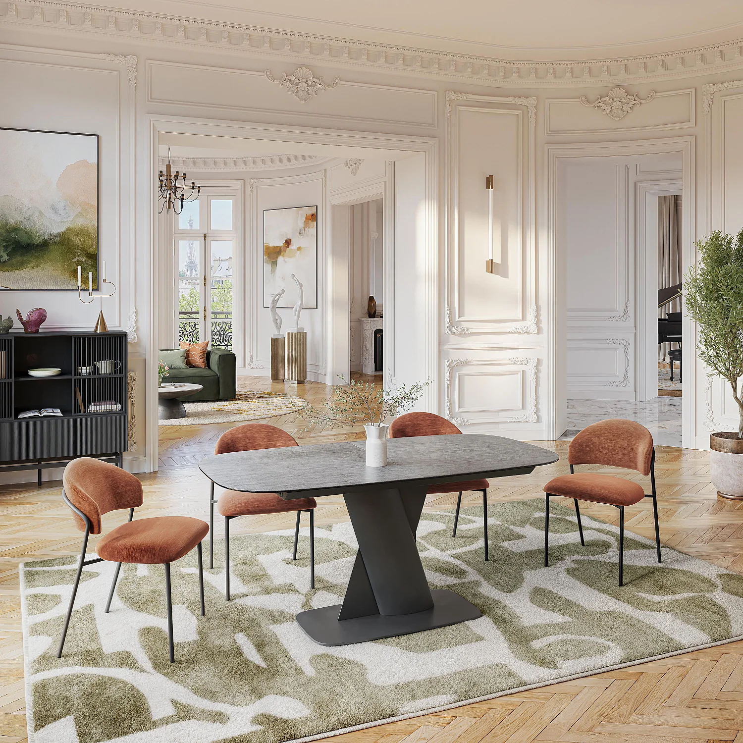 Tavolo rettangolare allungabile in ceramica - Grigio minerale - 10