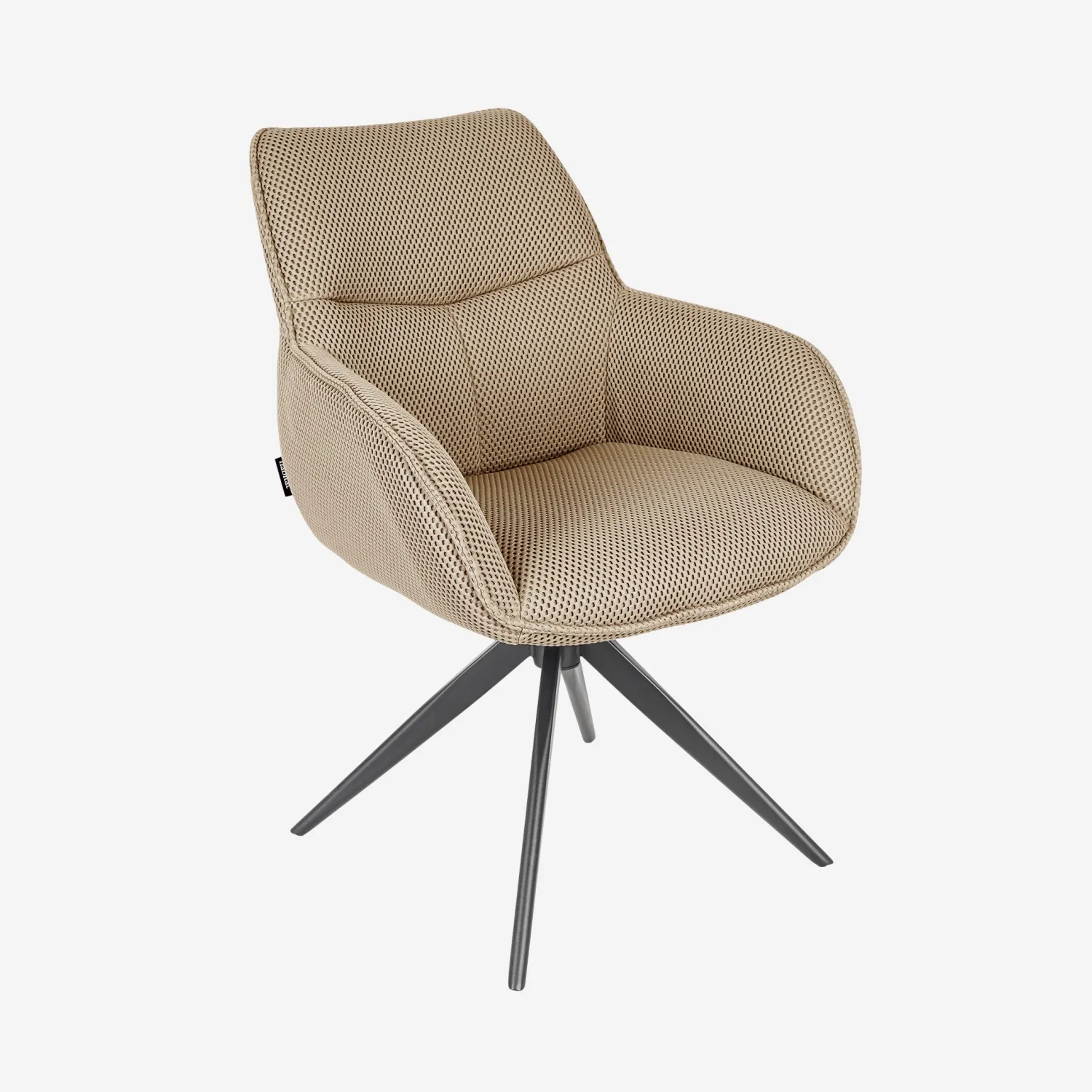 Chaise pivotante en tissu 3D et métal noir avec accoudoirs - Beige sable - 1
