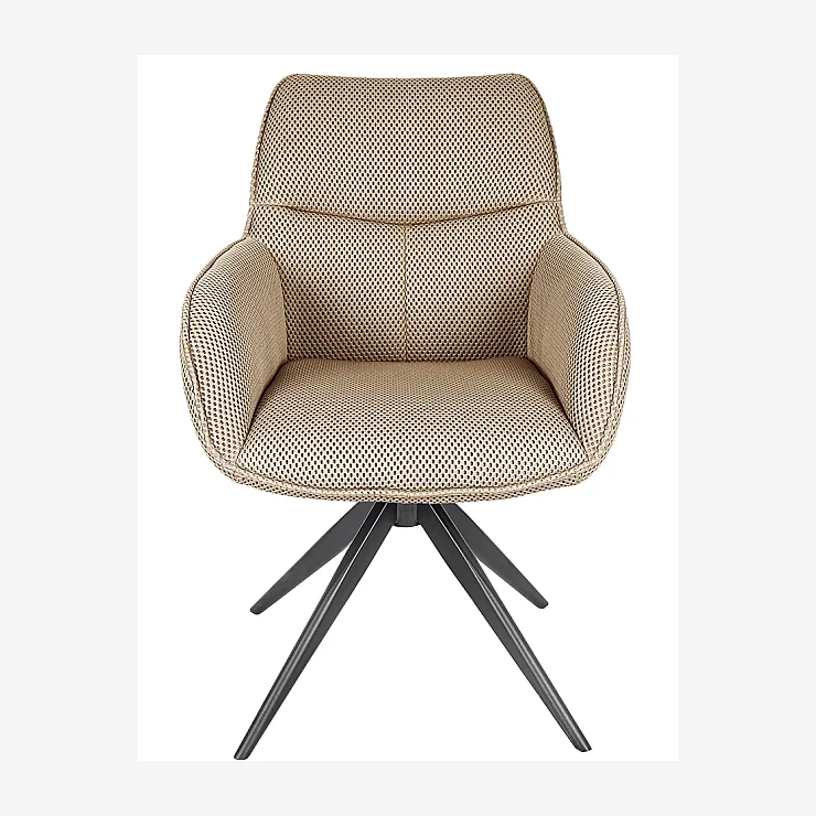 Zwenkbare stoel van 3D-stof en zwart metaal met armleuningen - Zandbeige - 4