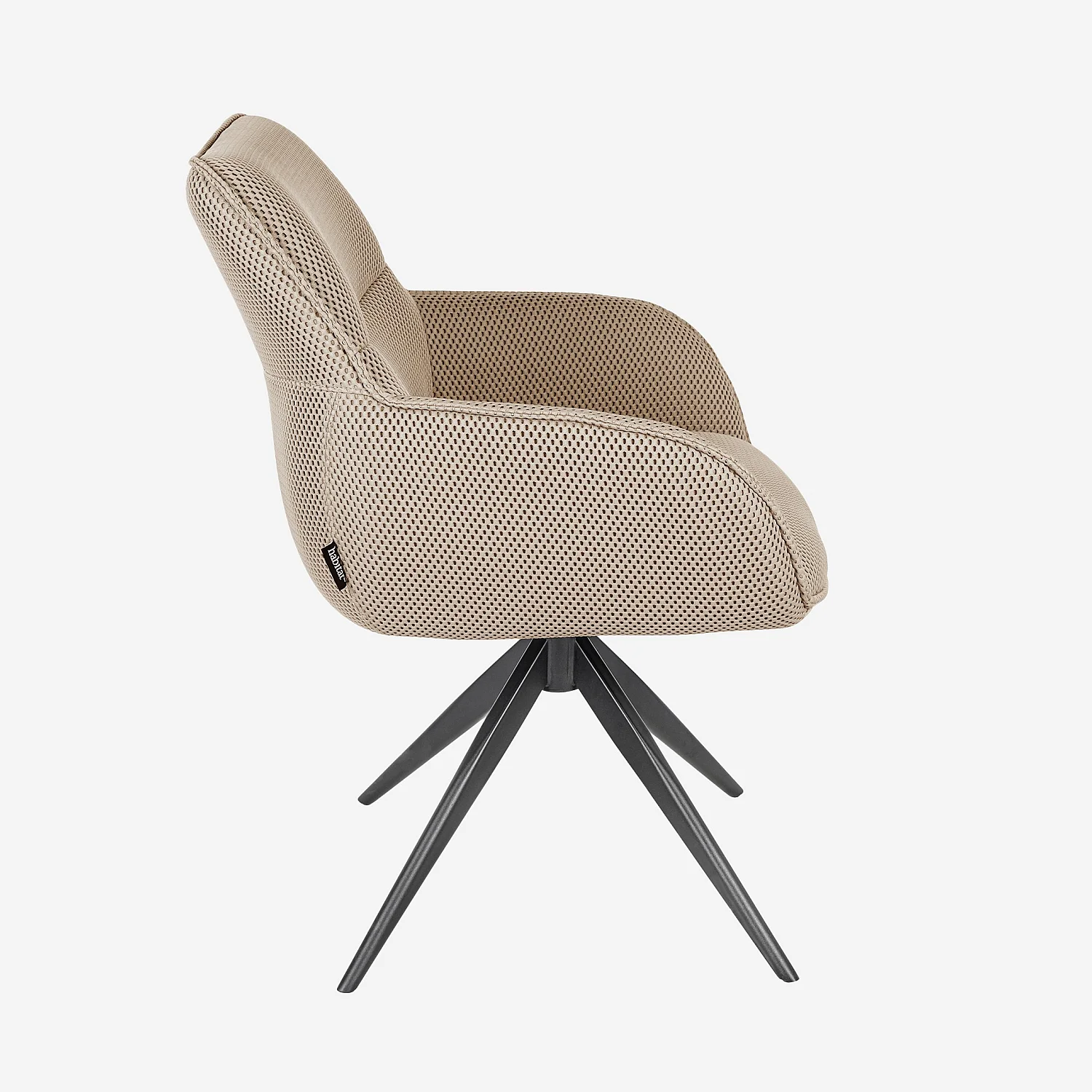 Chaise pivotante en tissu 3D et métal noir avec accoudoirs - Beige sable - 6