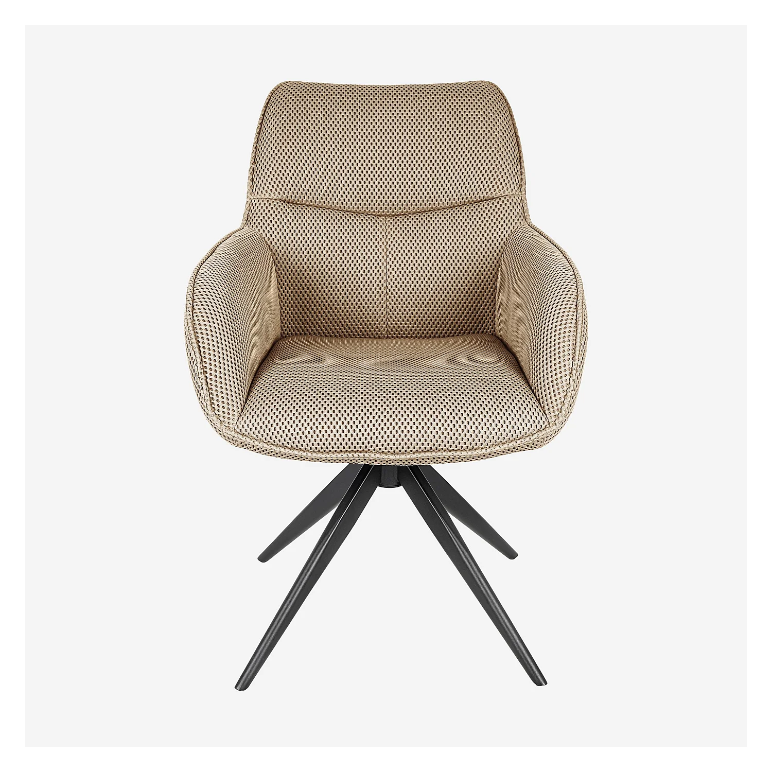 Chaise pivotante en tissu 3D et métal noir avec accoudoirs - Beige sable - 4