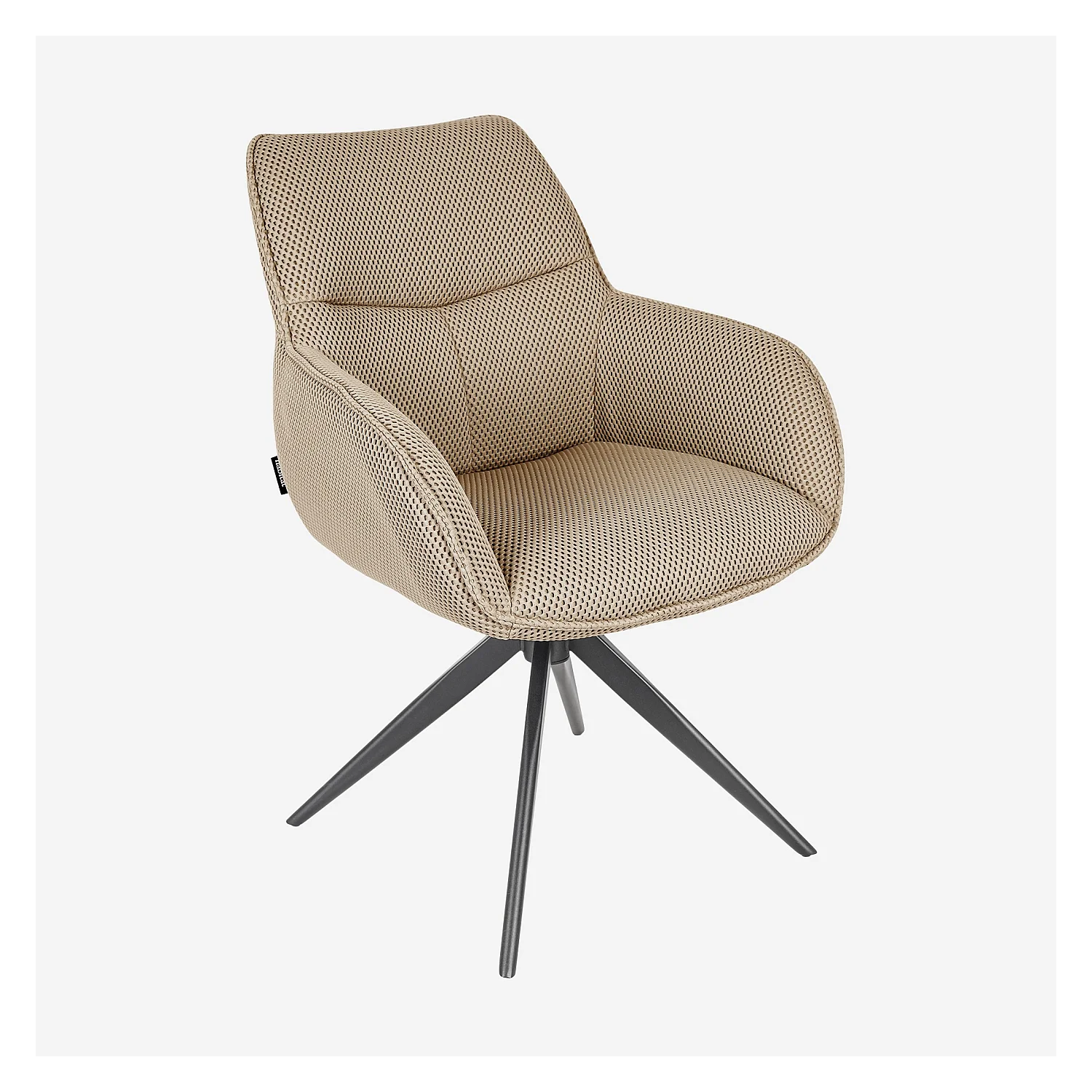 Chaise pivotante en tissu 3D et métal noir avec accoudoirs - Beige sable - 1
