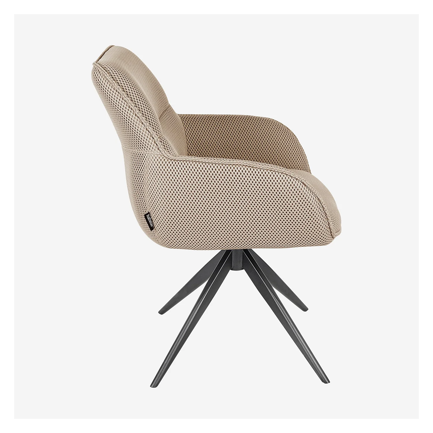 Chaise pivotante en tissu 3D et métal noir avec accoudoirs - Beige sable - 5