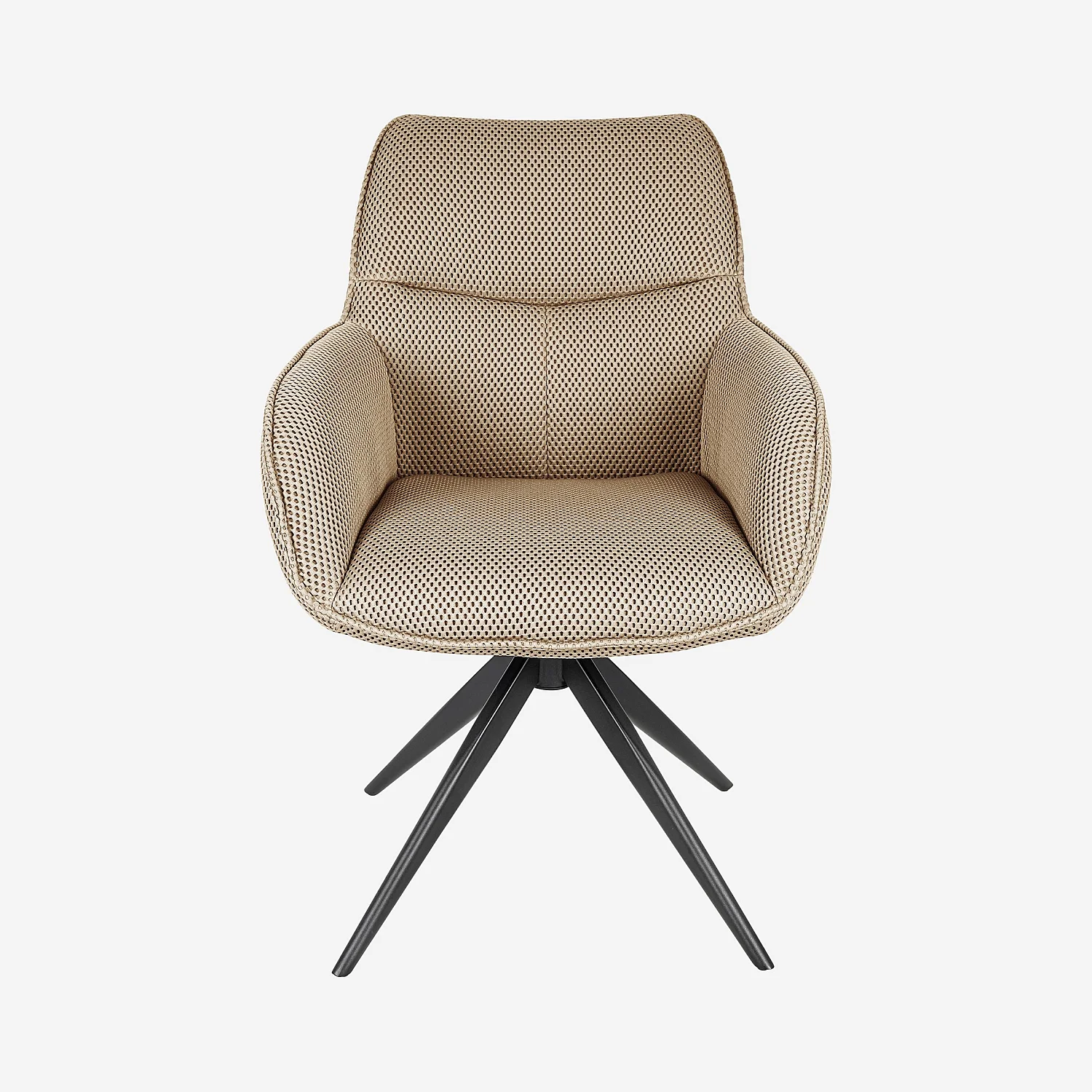 Zwenkbare stoel van 3D-stof en zwart metaal met armleuningen - Zandbeige - 5