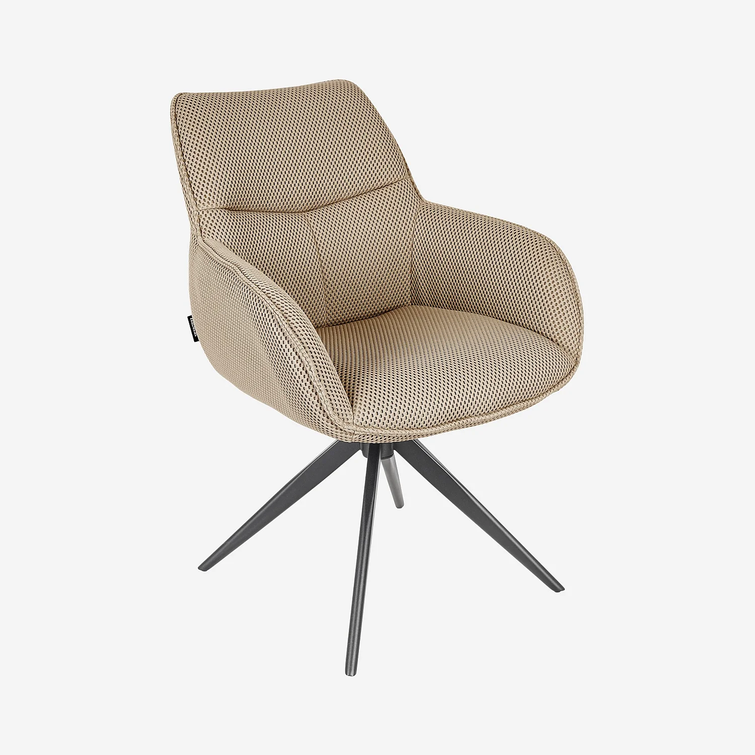 Zwenkbare stoel van 3D-stof en zwart metaal met armleuningen - Zandbeige - 1