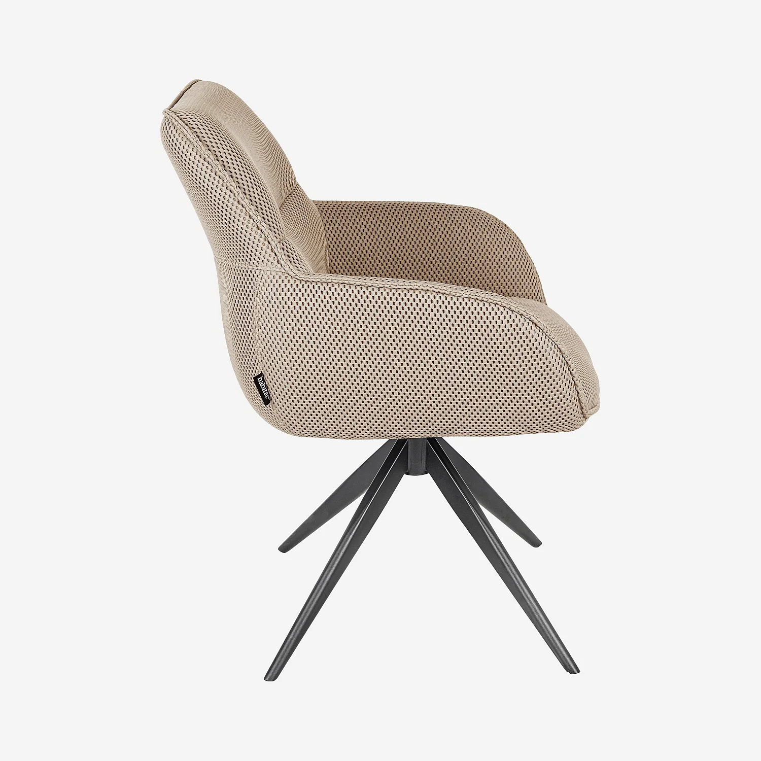 Zwenkbare stoel van 3D-stof en zwart metaal met armleuningen - Zandbeige - 6