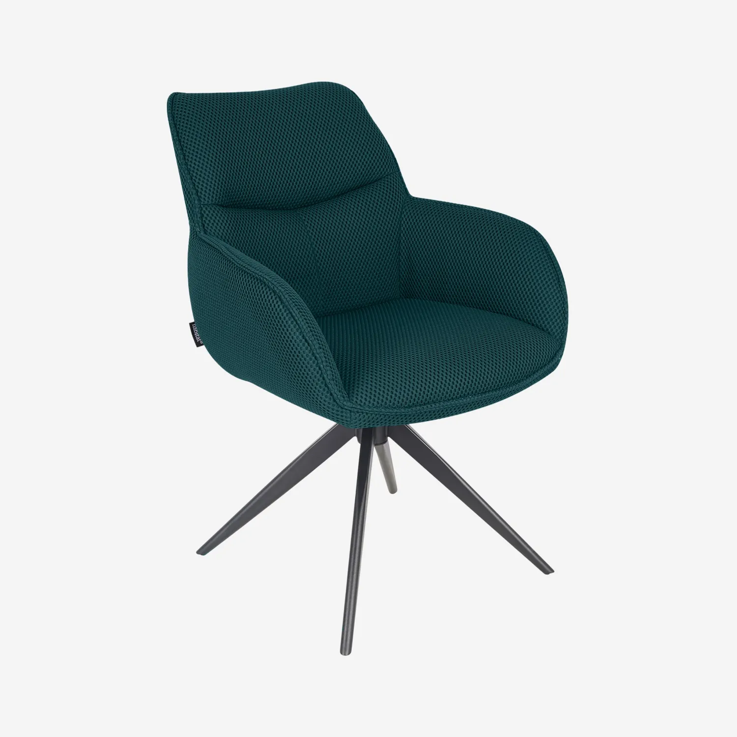Chaise pivotante en tissu 3D et métal noir avec accoudoirs - Bleu canard - 1