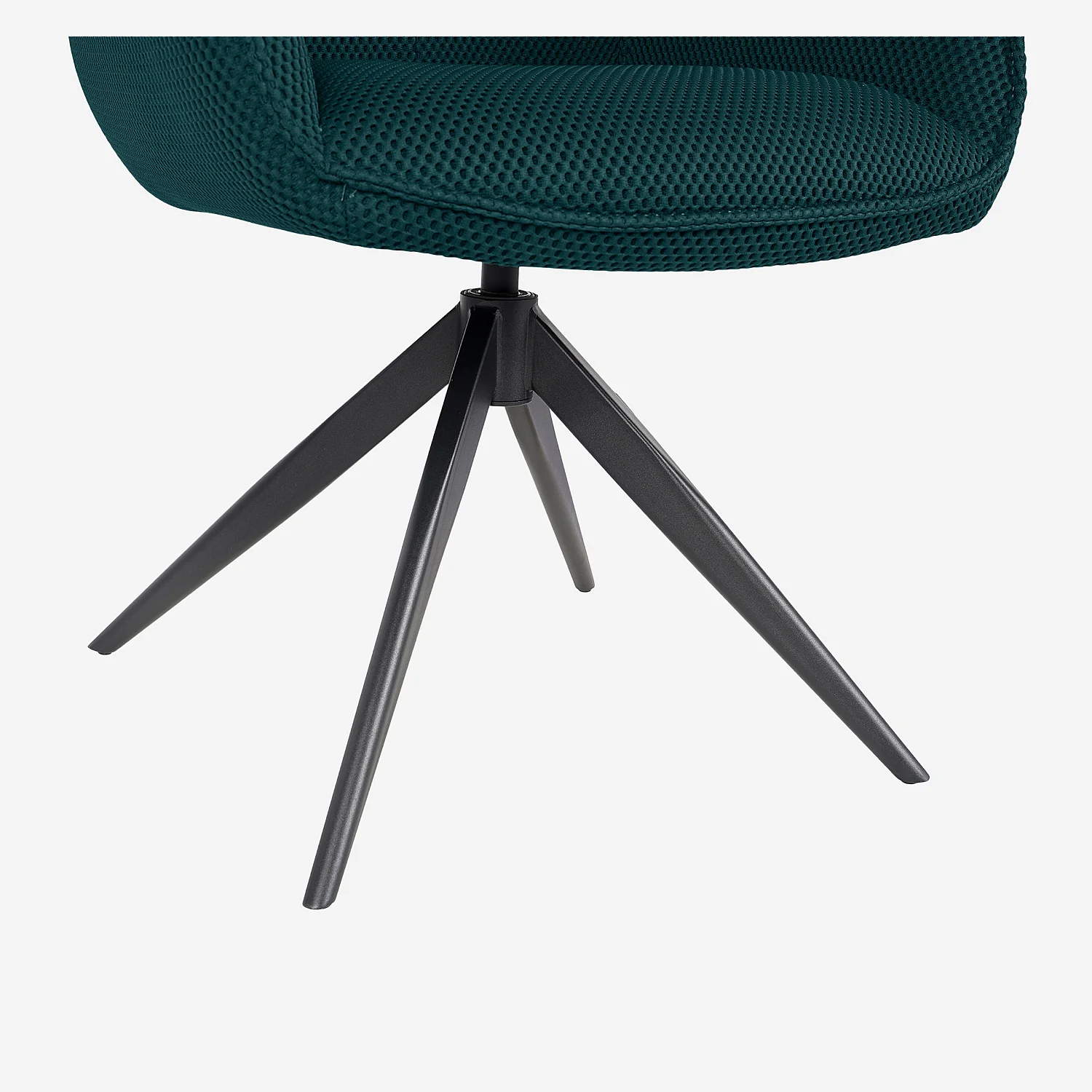 Chaise pivotante en tissu 3D et métal noir avec accoudoirs - Bleu canard - 2