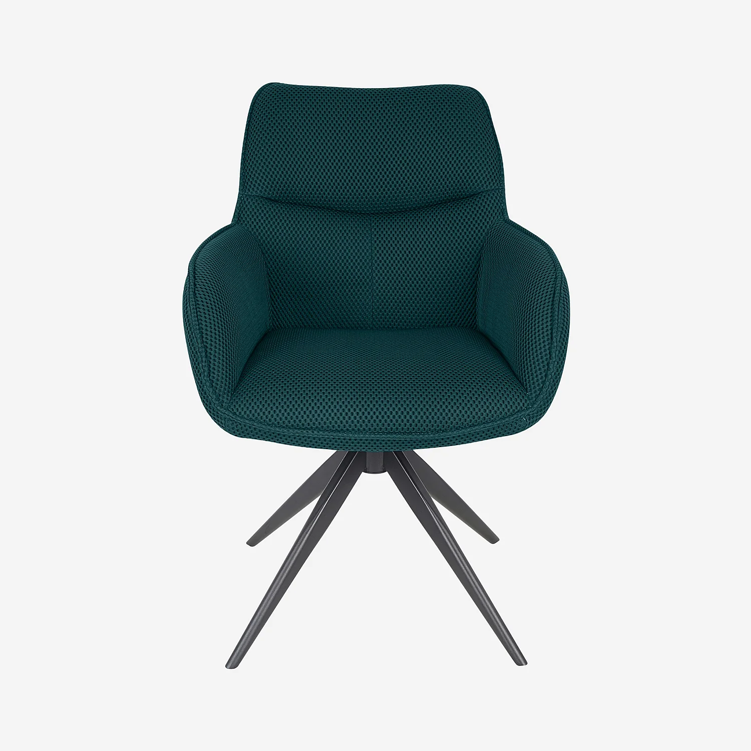 Chaise pivotante en tissu 3D et métal noir avec accoudoirs - Bleu canard - 5