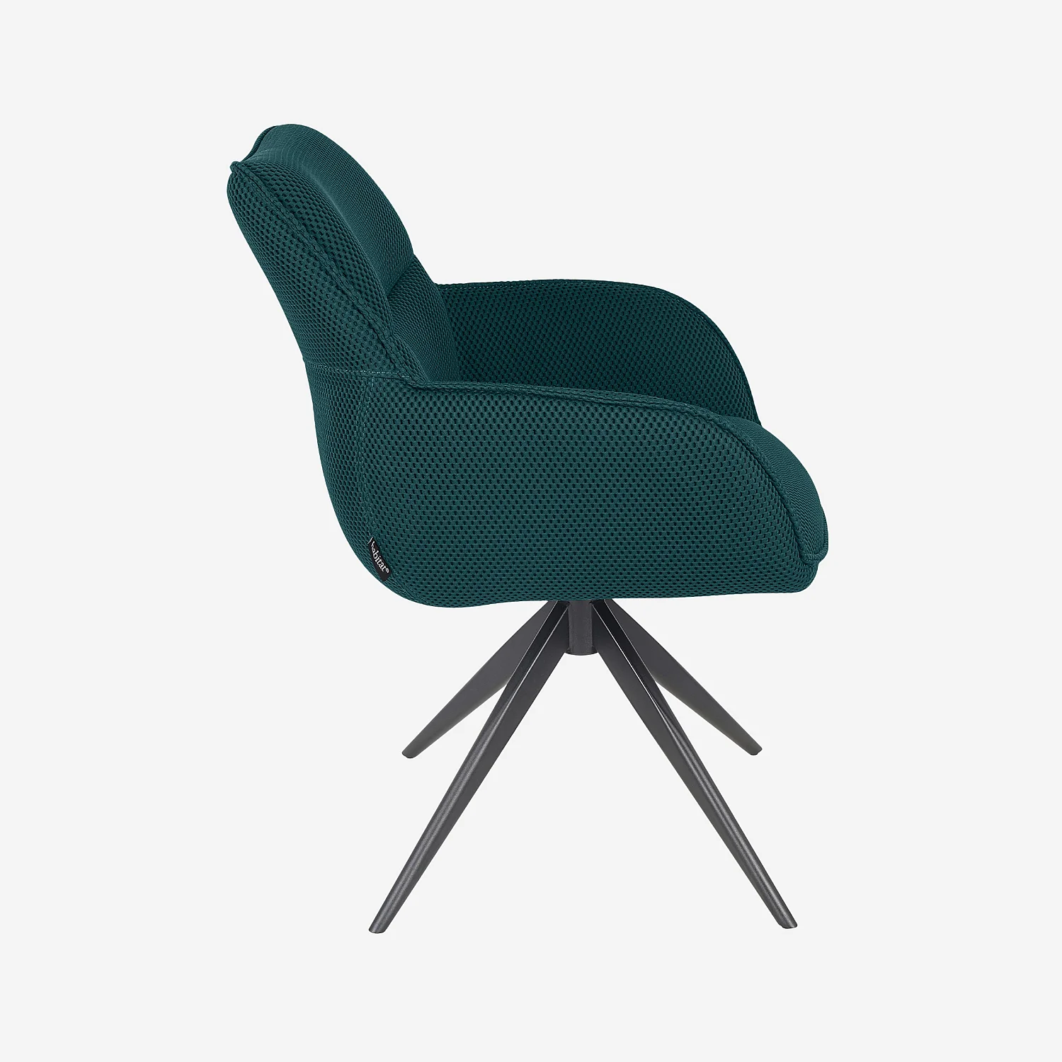Chaise pivotante en tissu 3D et métal noir avec accoudoirs - Bleu canard - 6