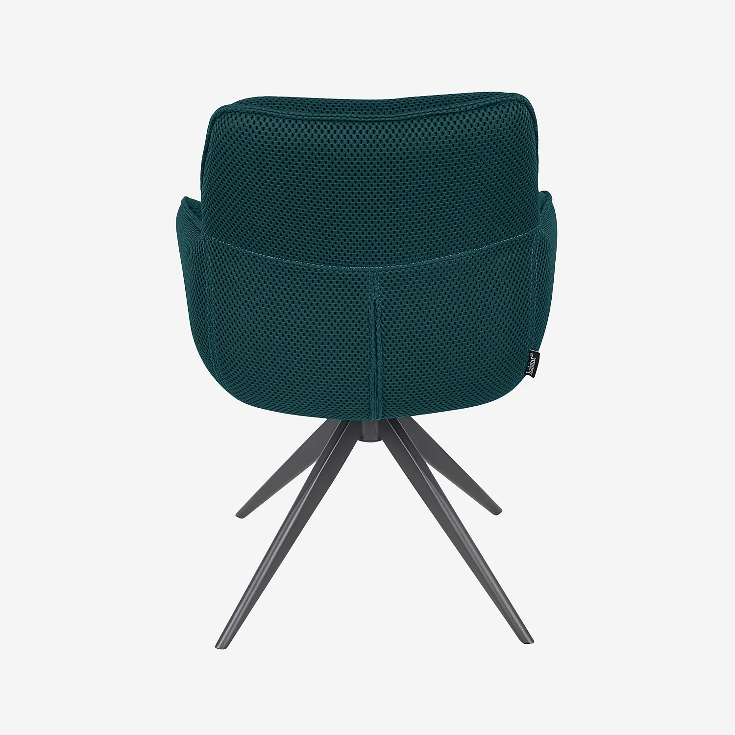Chaise de bureau pivotante en tissu 3D et métal noir avec accoudoirs - Bleu canard - 5