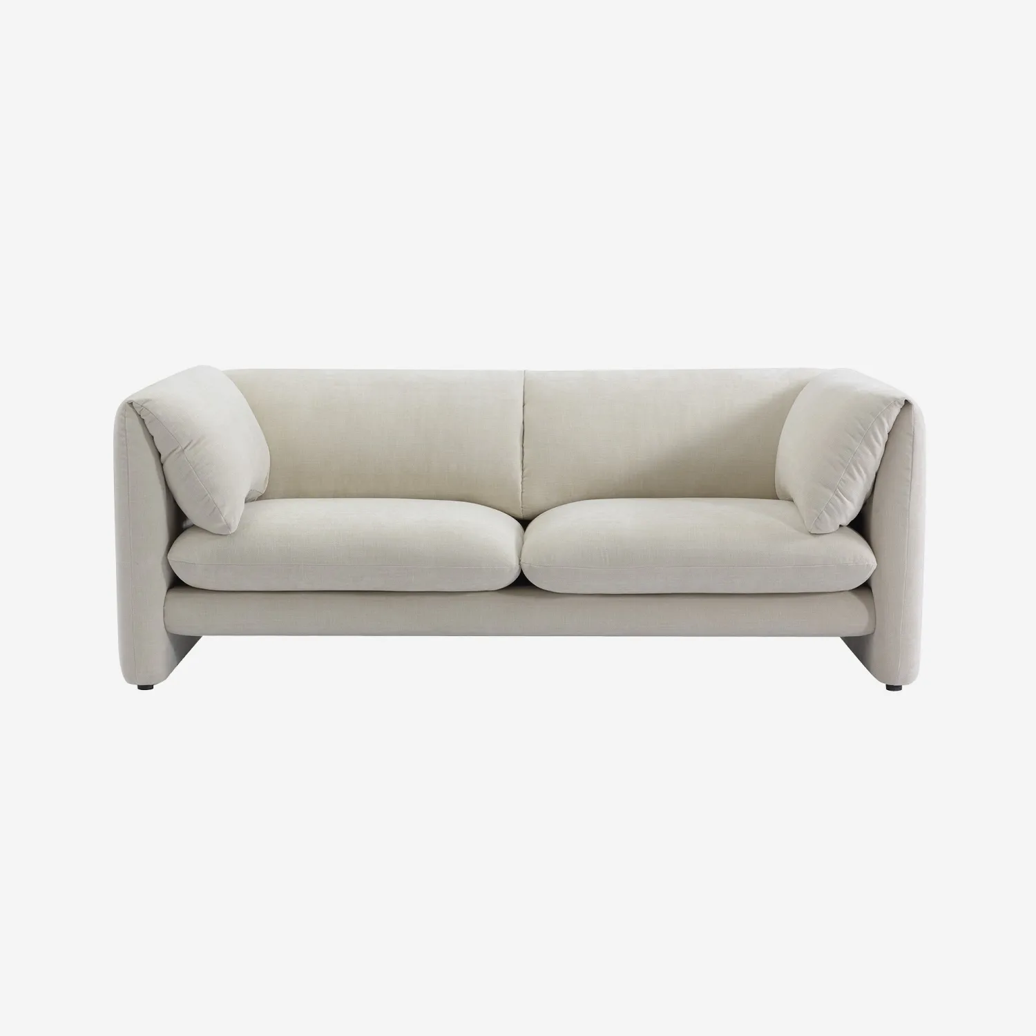 Canapé 2 places en tissu avec dossier garni de plumes - Beige