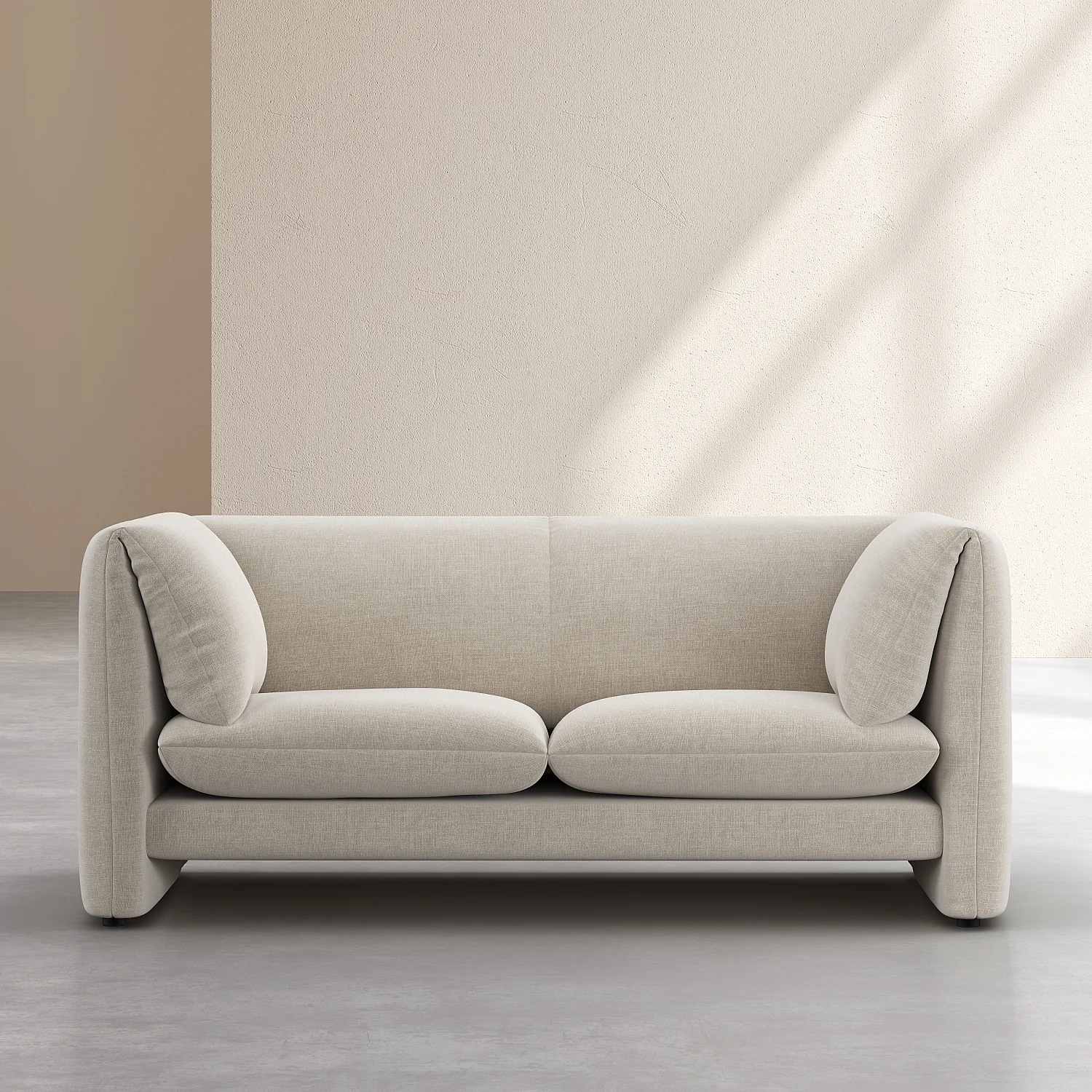 Divano 2 posti in tessuto con schienale imbottito di piume - Beige - 1