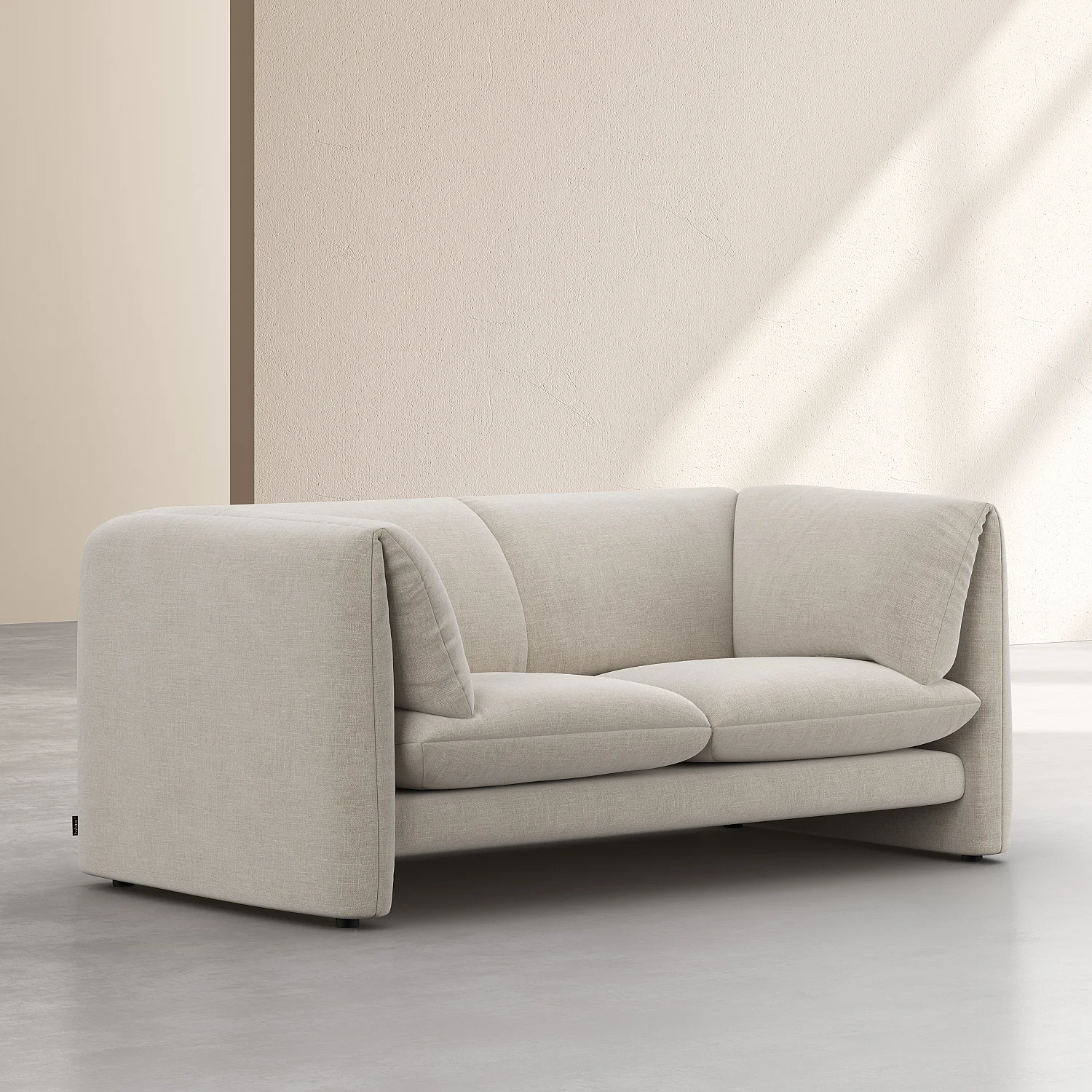 Divano 2 posti in tessuto con schienale imbottito di piume - Beige - 3