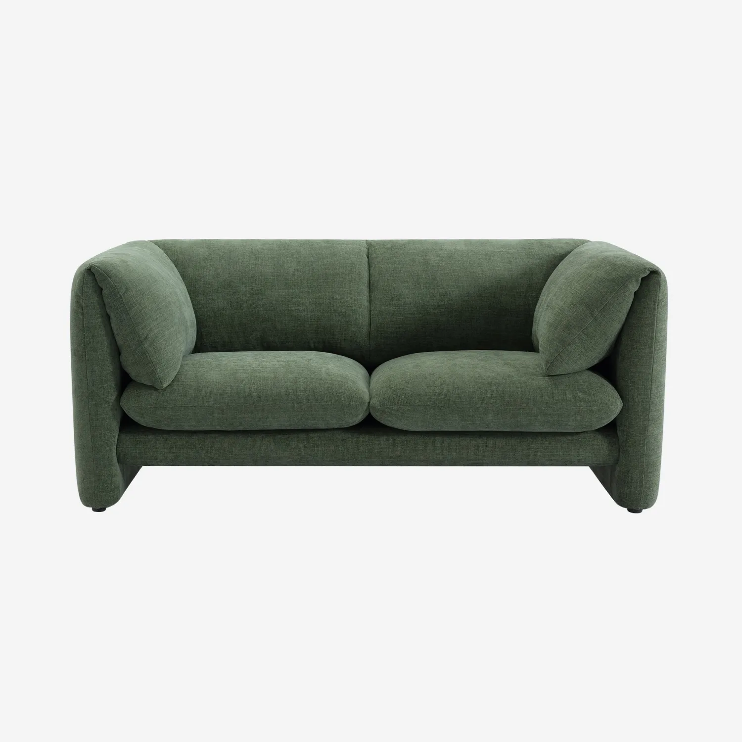 Canapé 2 places en tissu avec dossier garni de plumes - Vert kaki